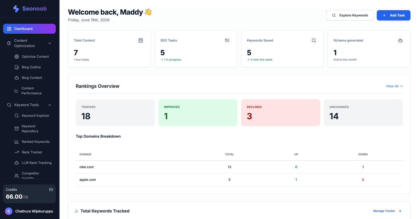 Seonoob Dashboard