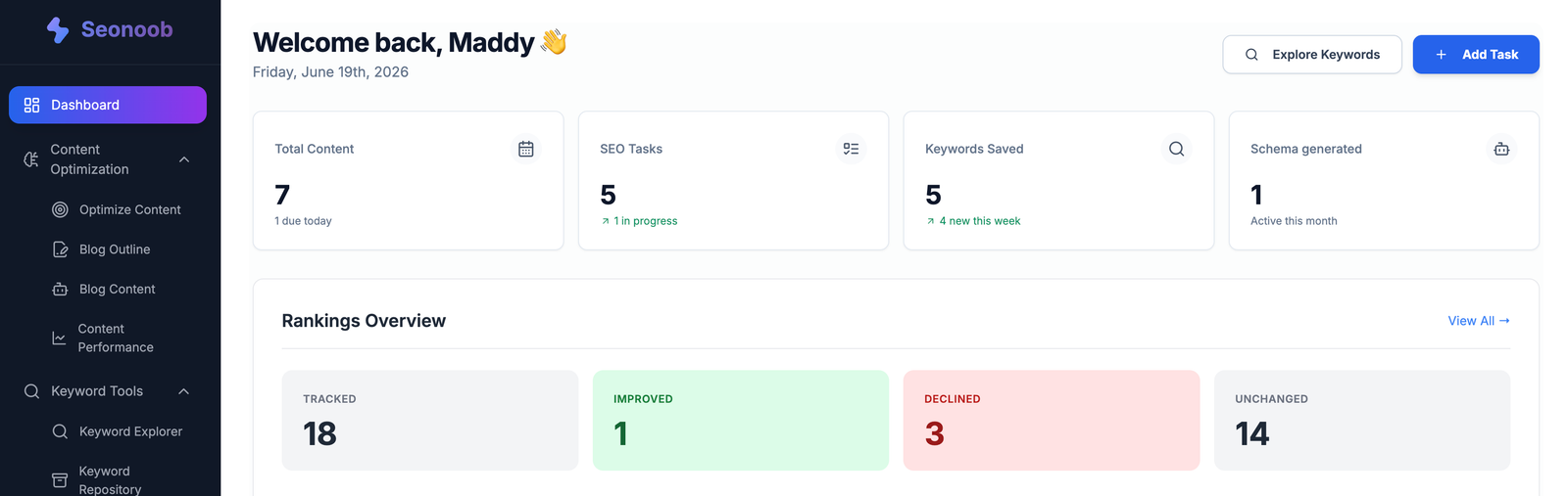 Seonoob Dashboard